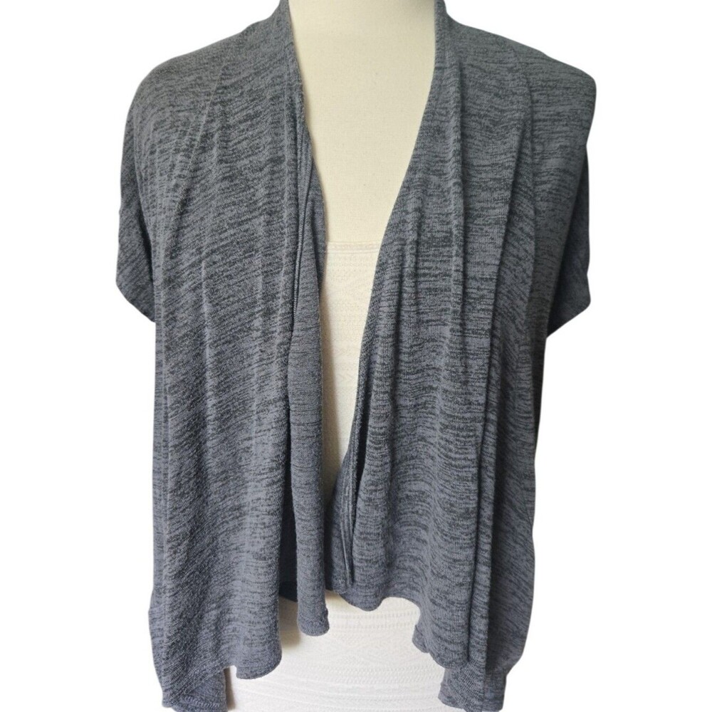 H.I.P. Grey Space Dye Open Front Cardigan - Short Sleeve - M
